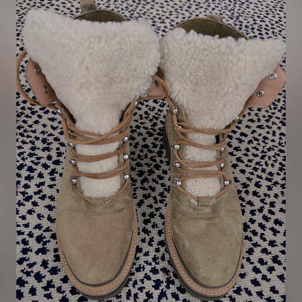 Sigerson Morrison Beige Suede & Shearling Boots